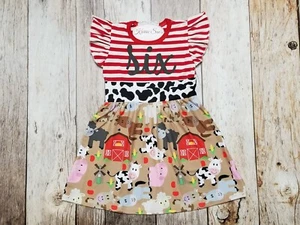 6th Birthday Cowgirl Dress - Personalized - Barnyard - COW - 6th Birthday Dress - Picture 1 of 11