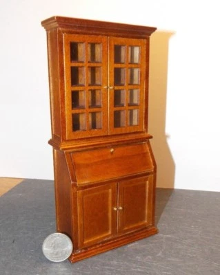 Dollhouse Miniature Secretary Bookcase Desk Walnut 1:12 scale N78 Dollys Gallery - Image 1 of 3