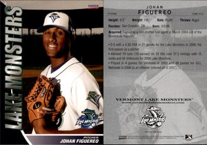Johan Figuereo 2009 Choice Vermont Lake Monsters #18 Card *AutographDen*