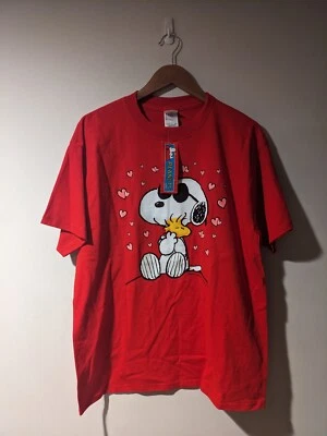 Vintage Y2K Snoopy Woodstock Love Valentine Red Large T-Shirt - Image 1 of 4