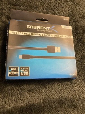SABRENT USB 2.0 A male to micro B cables-6 Pack 1 Foot Cables New - Image 1 of 4