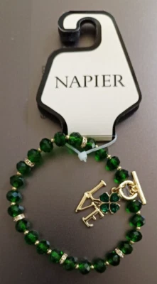 Nuevo Brazalete Elástico Napier Tono Dorado Suerte Día de San Patricio Amor Dije Foto 1 de 4