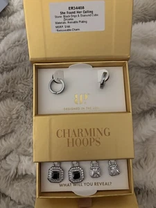 ‘She Found Her Calling’ Charming Hoops Bomb Party Earrings Hematite - Picture 1 of 3