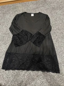 Slinky Marke blickdicht Pullover gewellte Spitze U-Ausschnitt Langarm Oberteil Petite L - Bild 1 von 12