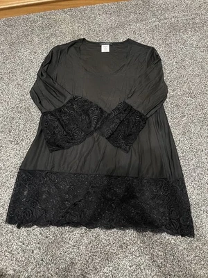 Pullover opaco marca Slinky festoneado encaje cuello redondo manga larga pequeño L Foto 1 de 4