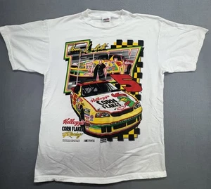 Vintage Nascar Terry Labonte Shirt Mens XL White 90s Kelloggs Corn Flakes Double - Picture 1 of 9