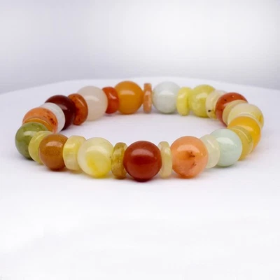 💎 181.85ct 30pcs Natural Multi Color Jade - Untreated, Burma Gems Bracelet 2" - Image 1 of 4