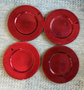 Red ROCHER And Co 13" Glass Charger Plates Set Of 4 NWT - Picture 1 of 14