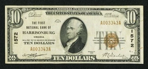 first national bank of Harrisonburg Virginia $10 national banknote - Picture 1 of 2