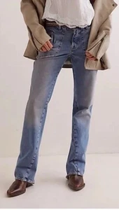 Free People We The Free Carnivale Low Rise Bootcut Button Fly Jeans Sz 25 NEW - Picture 1 of 12