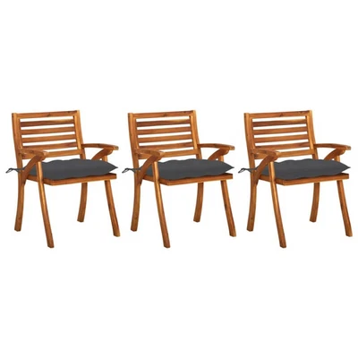 Dining Chair Set of 3 Natural wood Solid Acacia wood Large - Image 1 of 4