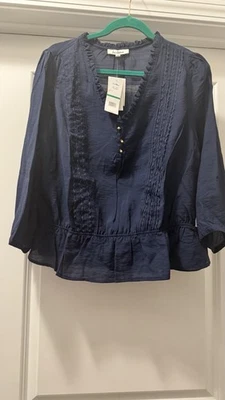 Sam Edelman Navy NWT  ruffle blouse Large - Image 1 of 4