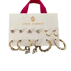 Simply Southern New on Card 6 Pairs of Earrings Hoops Posts - Picture 1 of 2