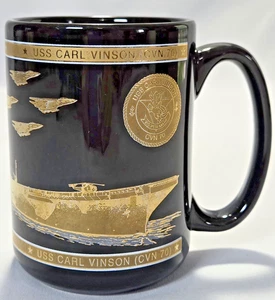 U.S.S. CARL VINSON (CVN-70) Black & Gold Mug - EUC - Picture 1 of 8