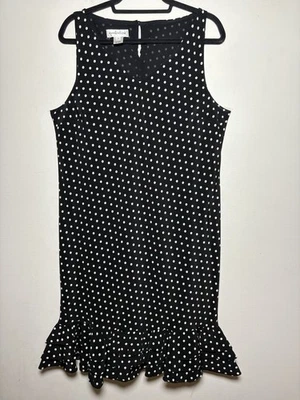 Vestido Evan-Picone Vintage Negro Lunares con Volantes en la Parte Inferior Talla 14 Foto 1 de 4