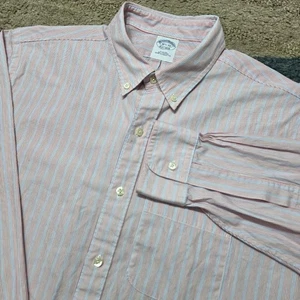 Camisa de Vestir Brooks Brothers Calce Ajustado 16.5-33 Rojo Azul Rayas Algodón Malasia - Imagen 1 de 6