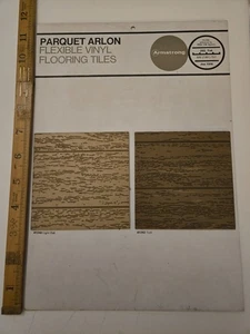 Vintage 1970 Armstrong Parquet Arlon Vinyl Flooring Tile Sample Board Oak & Teak - Picture 1 of 4