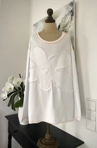 Sweatshirt Shirt Pullover Sweater Weiß 36 38 40 S M L Blume Blüte - Bild 1 von 6