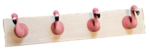 Ganchos de Pared Flamenco Caprichosos, 4 Clavijas, Resina Rosa y Madera - Tropical 30" - Imagen 1 de 11