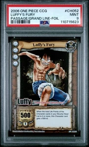 2006 One Piece CCG Luffy CH052 LUFFY'S FURY GRAND LINE FOIL PSA 9 - Picture 1 of 2