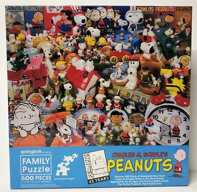 SPRINGBOK 500 Piece PEANUTS 45th Anniversary Family Jigsaw Puzzle PZL7000 NEW - Image 1 of 4