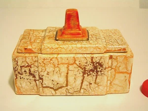 KERAMIK CHINA Schmuckschatulle & Deckel Made in Czechoslovakia orange handbemalt TOP - Bild 1 von 7