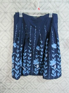 Apt 9 Skirt Size 12 Petite Blue Floral A Line Side Zipper Lined Casual Work - Picture 1 of 3
