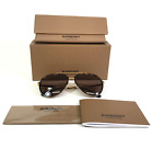Burberry Sunglasses B3125 1017/73 Gold Tortoise Round Frames w/ Brown Lenses