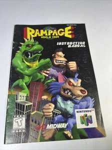 Folleto manual de instrucciones auténtico Rampage World Tour Nintendo 64 N64 solamente - Imagen 1 de 2