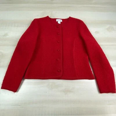 Jaqueta Feminina Vintage Lands End 12 Vermelha 100% Lã Blazer Manga Longa Feminina - Imagem 1 de 4