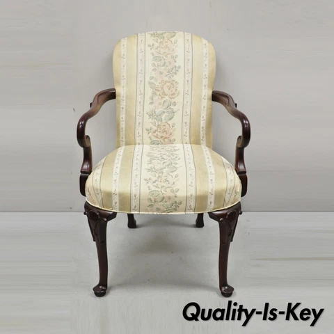 Vintage Pennsylvania House Queen Anne Style Upholstered Gooseneck Arm Chair Cover
