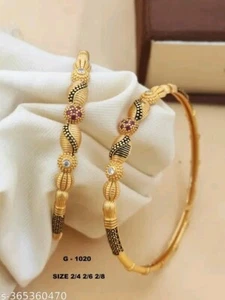 Brazaletes de Bollywood tradicionales indios chapados en oro joyería étnica nupcial - Imagen 1 de 1