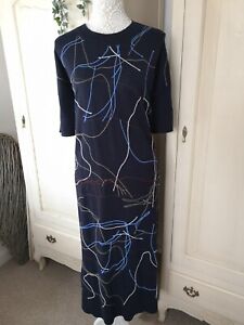 COS Size L 14/16 Black Short Sleeve Midi Abstract Line Dress