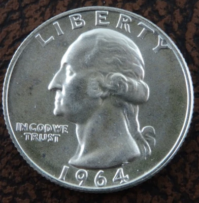 1964 Washington Quarter PR Proof 90% Silver Coin US Mint 25C - Image 1 of 4