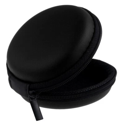 Black Faux Leather Headphones Pouch – Soft Protective Storage Bag for Earphones - Image 1 of 3