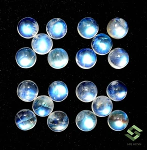 Natural Rainbow Moonstones Round Cabochon 5 mm Lot 10 Pcs 5.76 CTS Loose Gems - Picture 1 of 8