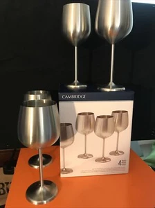 Cambridge Stainless Steel White Wine Glasses NEW In Box - Picture 1 of 6
