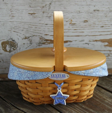Longaberger 2000 Century "Cheers" Celebration Basket with Liner, Plastic Protect Cover