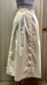 Talbots IVORY Cotton Corduroy 2-pocket Belt-loops MIDI SKIRT   Size 10  (32x34) - Picture 1 of 3