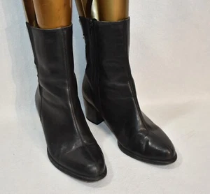 Cloudwalkers Boots Black Size 8.5 Wide Leather Chunky Heel Vintage - Picture 1 of 8