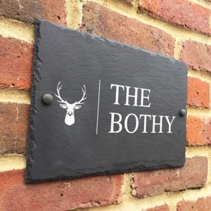 Rustic Slate stag House Number / Name sign plaque bespoke classic FREE UK P&P - Picture 1 of 5