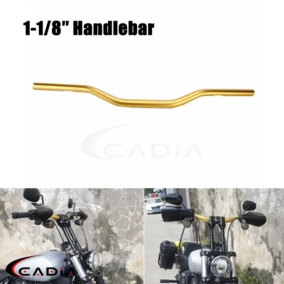 1-1/8'' Motorcycle Drag Style Bar Handlebar Gold For Harley Softail Touring Dyna - Image 1 of 4