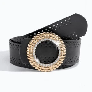 Hollow PU Leather Belts Retro Black Waistband Hollow Belts for Women Girls - Picture 1 of 6