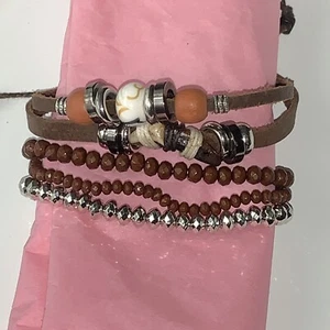 Southwest Western Leder Multi Stein Zugschnur Stretch Armband Menge 5 ❤️tb - Bild 1 von 5