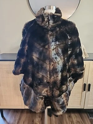 CHAQUETA CAPA DE PIEL SINTÉTICA MARRÓN JONES NEW YORK TALLA MUJER FORRADA GRANDE  Foto 1 de 4