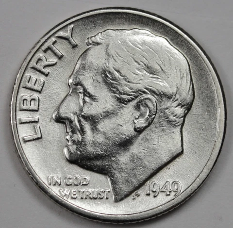 1949-p Roosevelt Dime.  High Grade.  (Inventory B) Cover