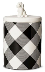 Adam Lippes Target Black White Plaid Buffalo Check Ceramic Treat Canister - Picture 1 of 8