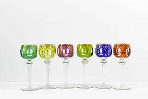 Josephinenhütte 6 romanos Art Nouveau copa de vino cubierta filigrana de aire Gerlach 1897 - Imagen 1 de 18