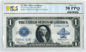 1923 PMG Choice AU PPQ $1 Silver Certificate ☆☆ Fr. 237 ☆☆ Spellman/White 710 - Picture 1 of 2