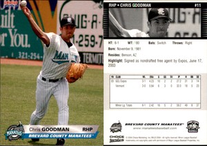 Chris Goodman 2004 Choice Brevard County Manatees #12 Card *AutographDen*
